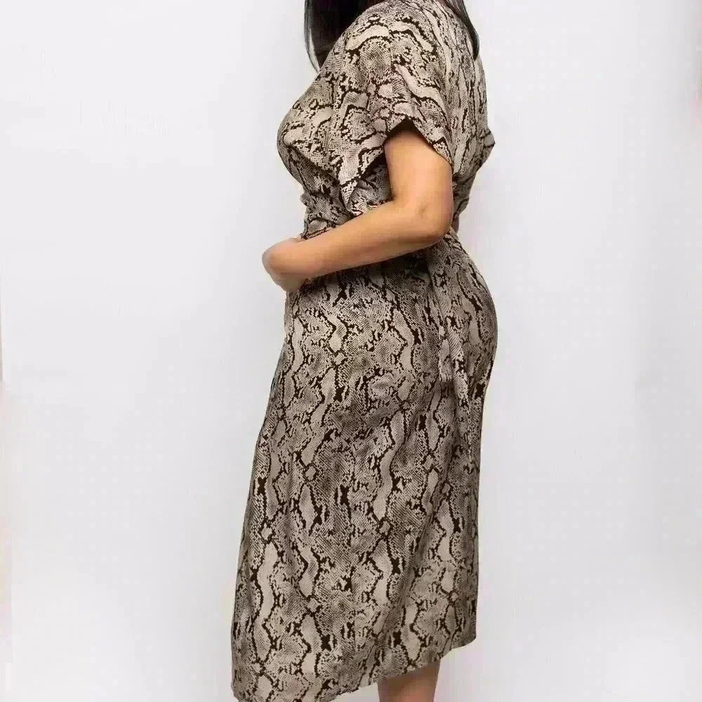 Lost In Your Love Snake Print Wrap Dress